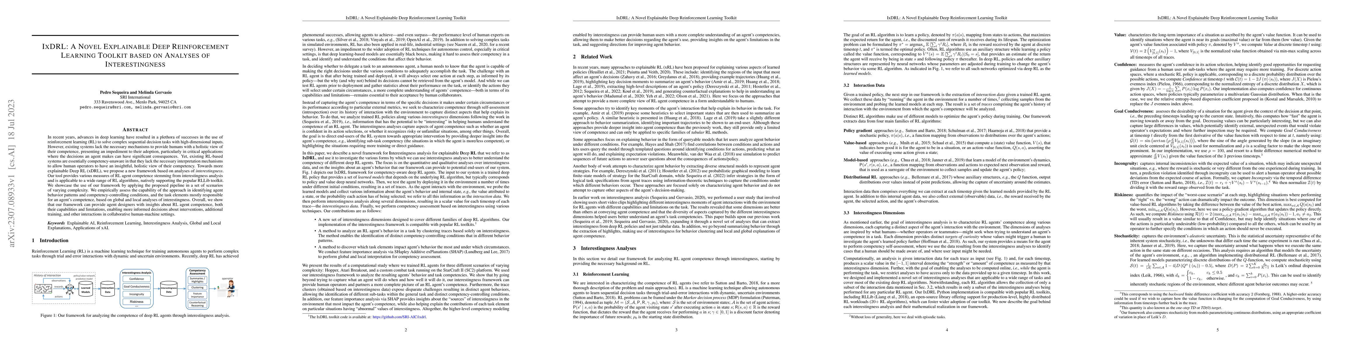 Thumbnail for IxDRL: A Novel Explainable Deep Reinforcement Learning Toolkit based on
  Analyses of Interestingness