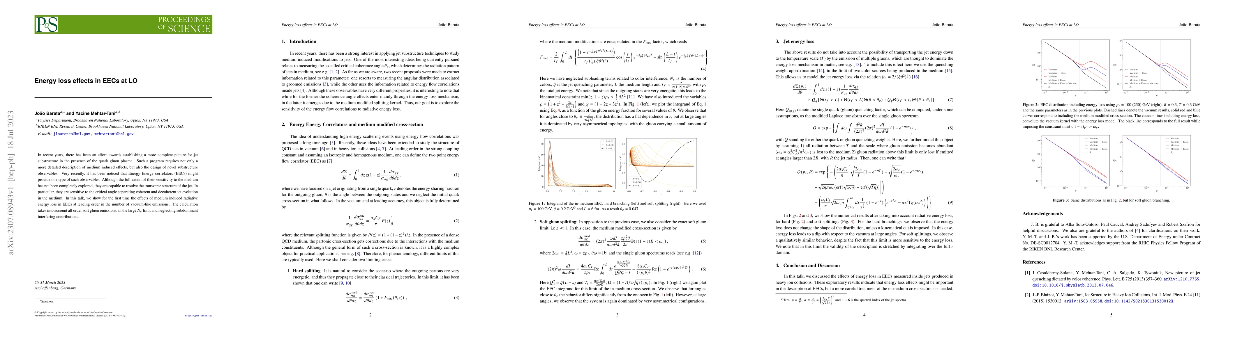 Thumbnail for Energy loss effects in EECs at LO