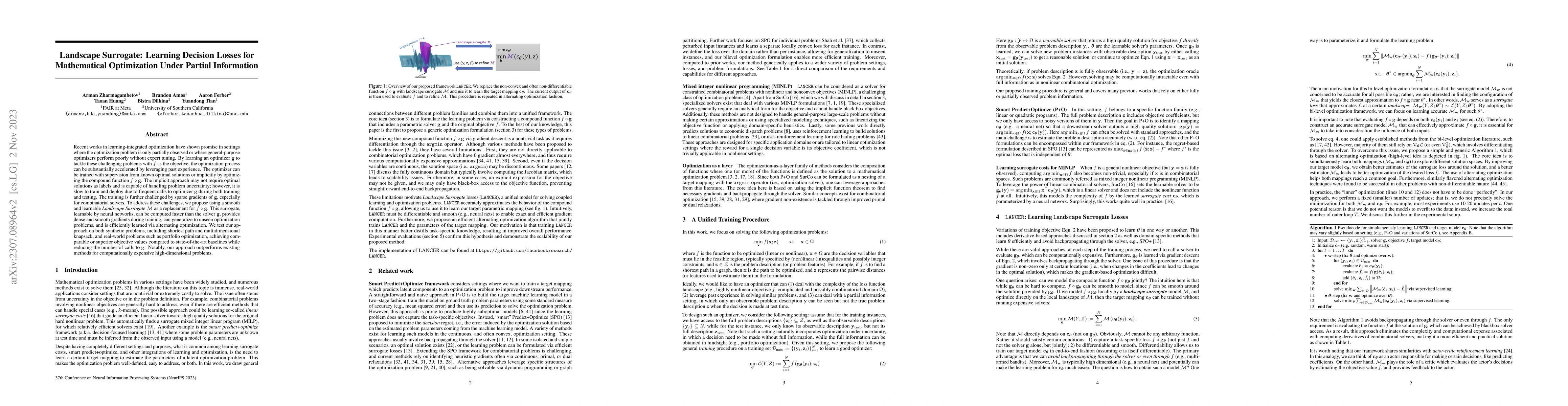 Thumbnail for Landscape Surrogate: Learning Decision Losses for Mathematical
  Optimization Under Partial Information