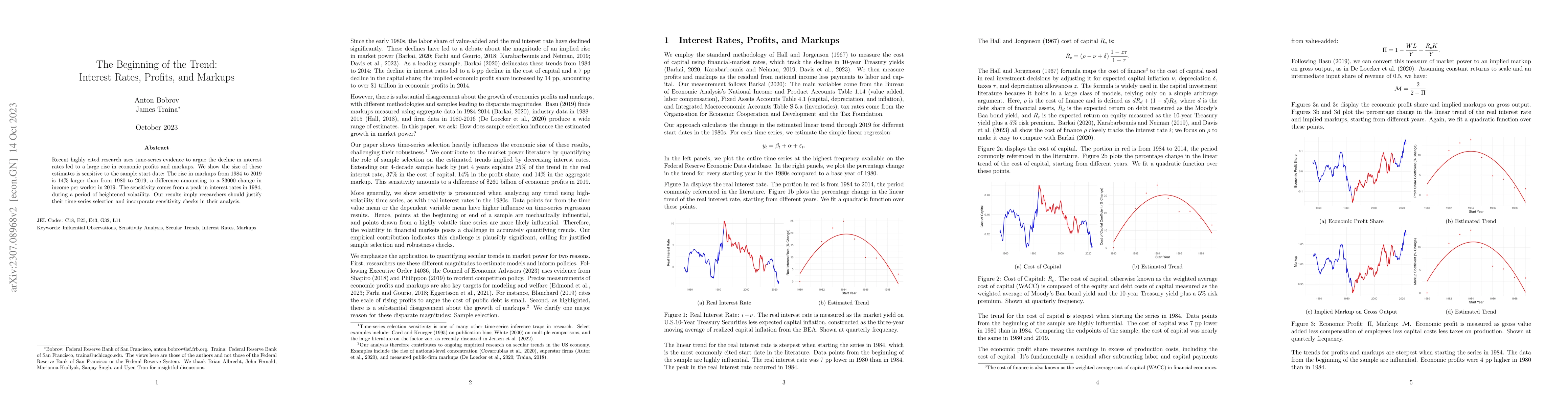 Thumbnail for The Beginning of the Trend: Interest Rates, Profits, and Markups