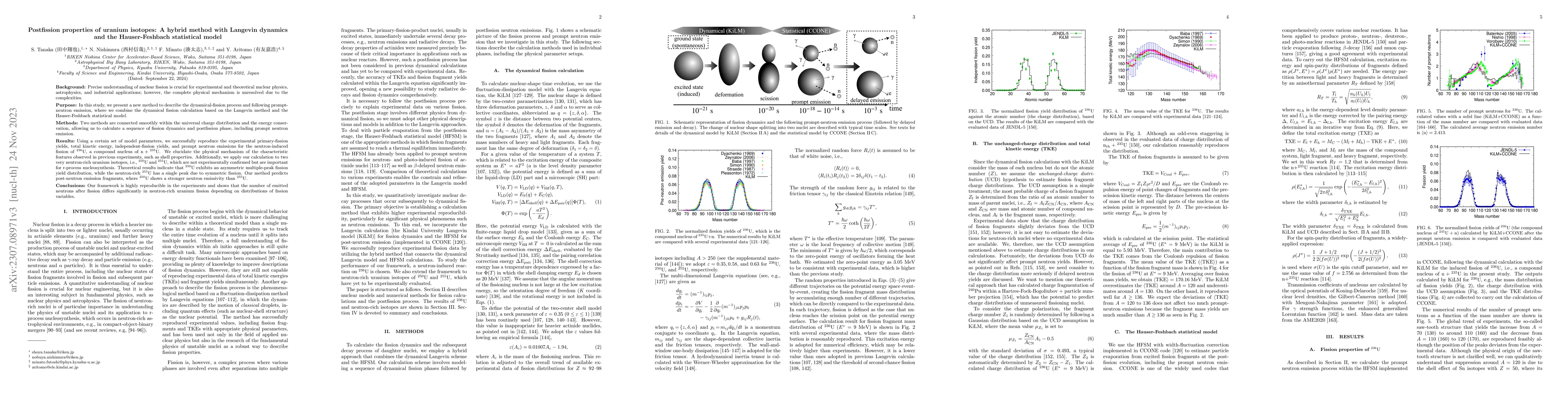 Thumbnail for Postfission properties of uranium isotopes: A hybrid method with
  Langevin dynamics and the Hauser-Feshbach statistical model