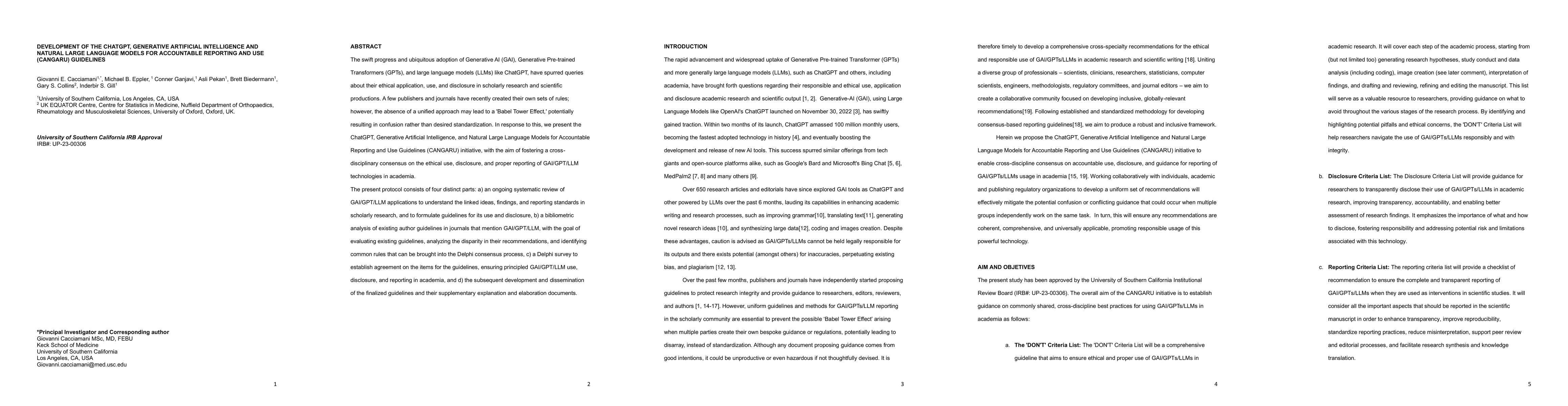 Thumbnail for Development of the ChatGPT, Generative Artificial Intelligence and
  Natural Large Language Models for Accountable Reporting and Use (CANGARU)
  Guidelines