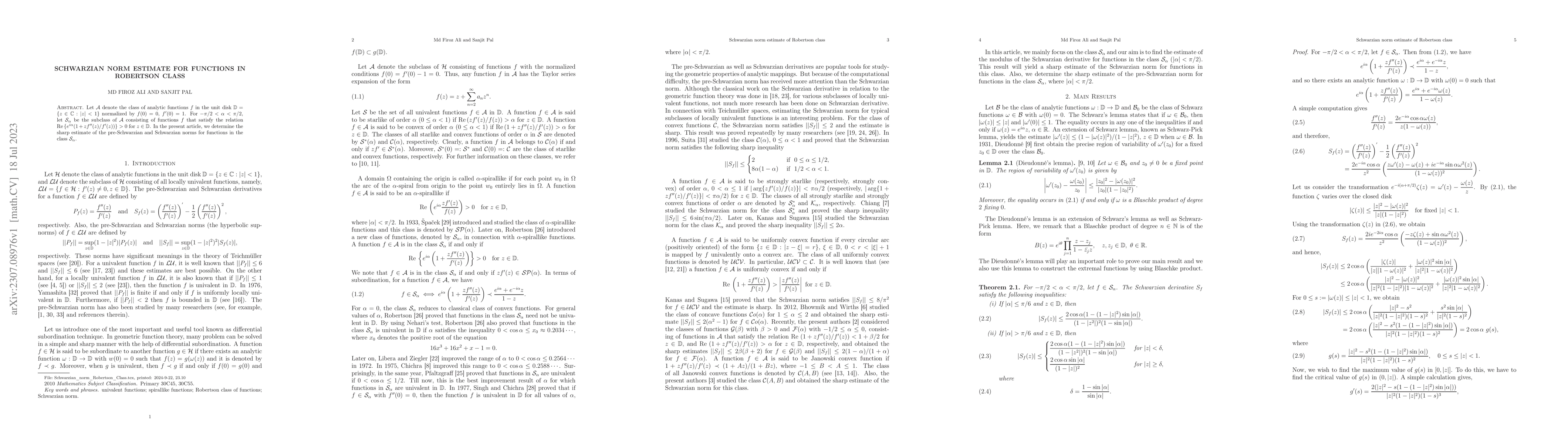 Thumbnail for Schwarzian Norm Estimate for Functions in Robertson Class