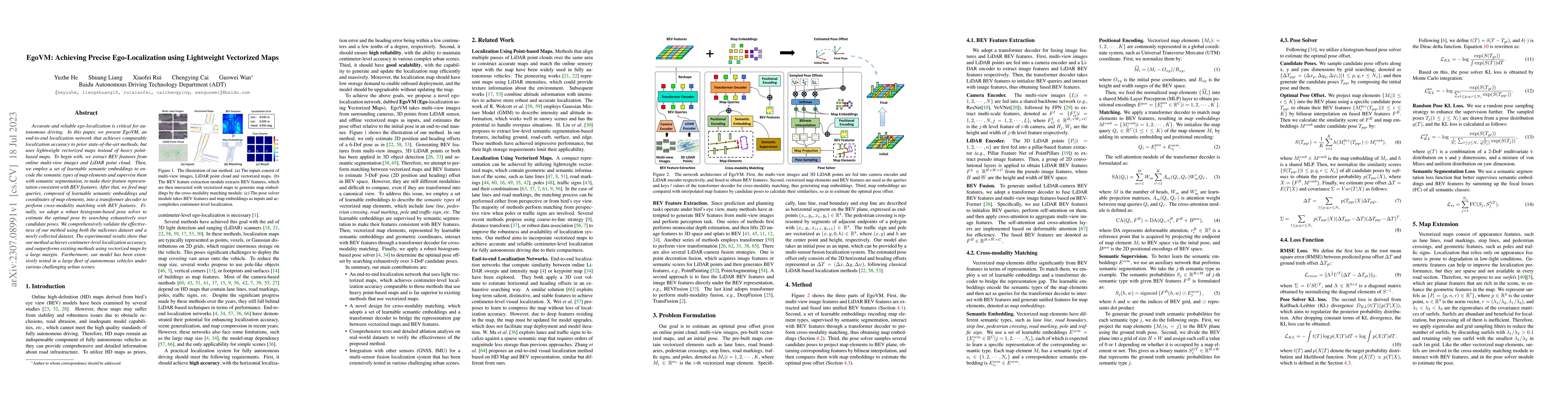 Thumbnail for EgoVM: Achieving Precise Ego-Localization using Lightweight Vectorized
  Maps