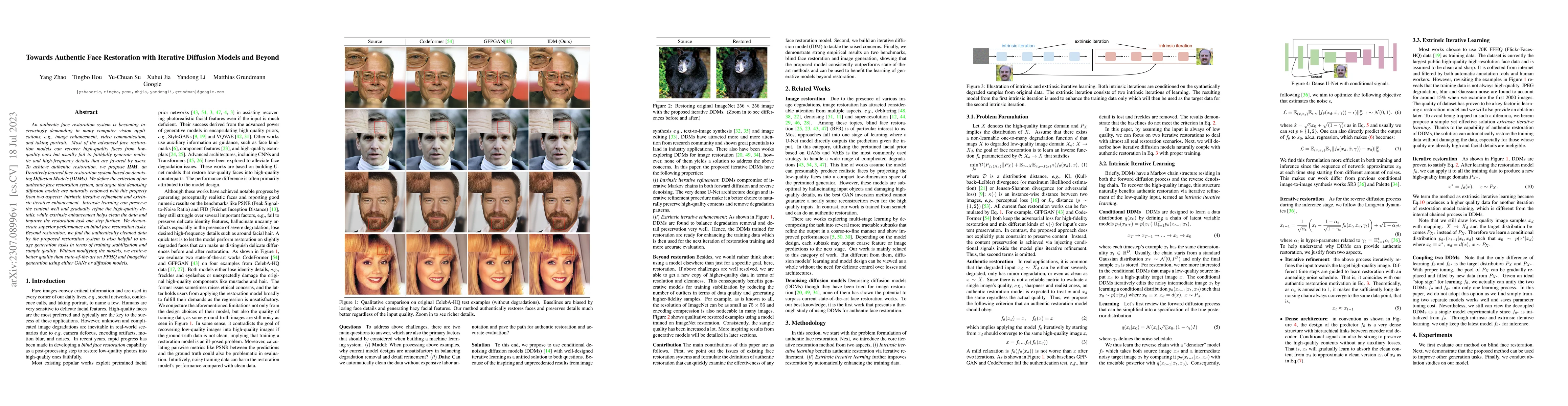 Thumbnail for Towards Authentic Face Restoration with Iterative Diffusion Models and
  Beyond