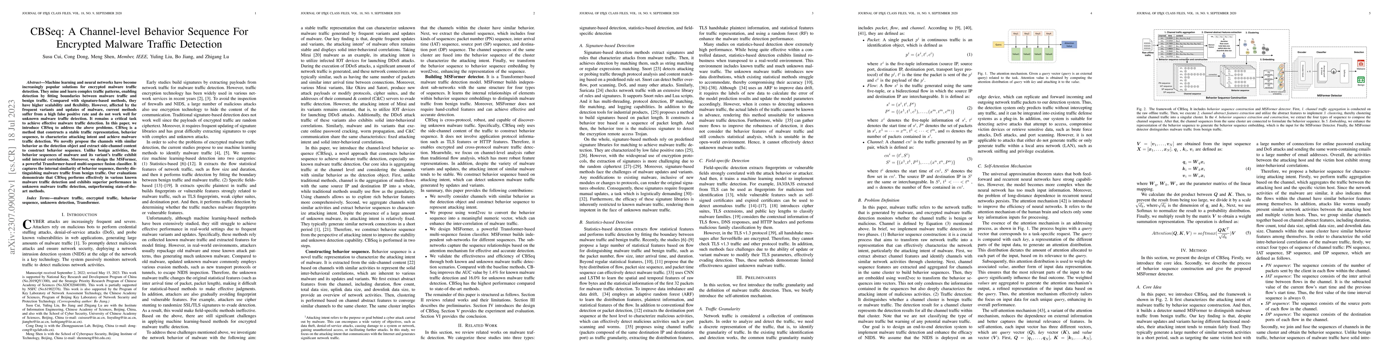 Thumbnail for CBSeq: A Channel-level Behavior Sequence For Encrypted Malware Traffic
  Detection