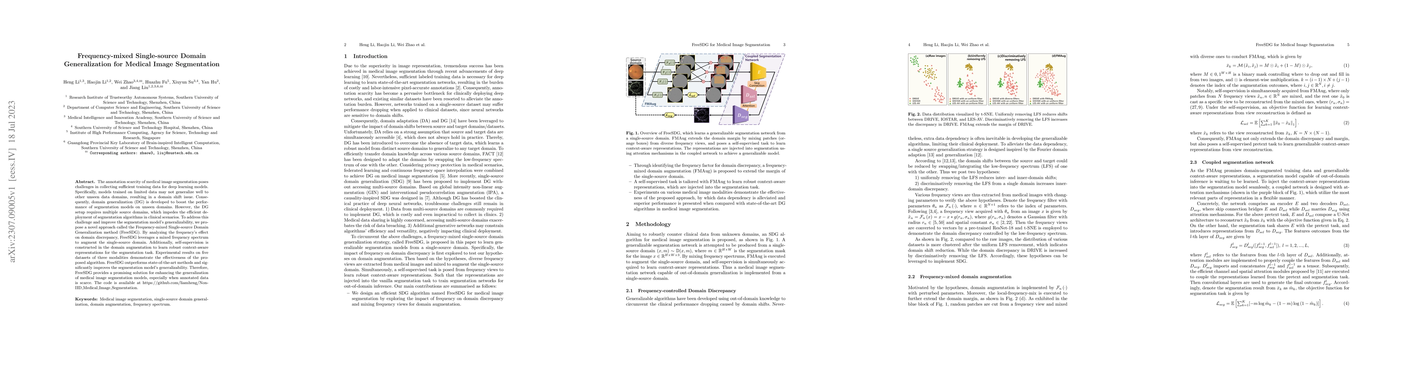 Thumbnail for Frequency-mixed Single-source Domain Generalization for Medical Image
  Segmentation