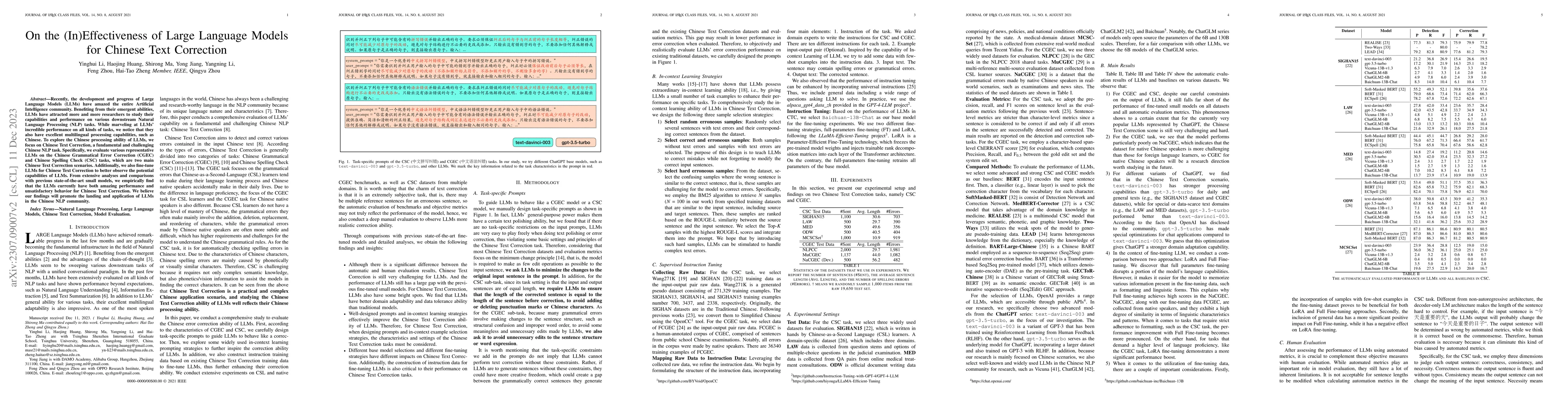 Thumbnail for On the (In)Effectiveness of Large Language Models for Chinese Text
  Correction
