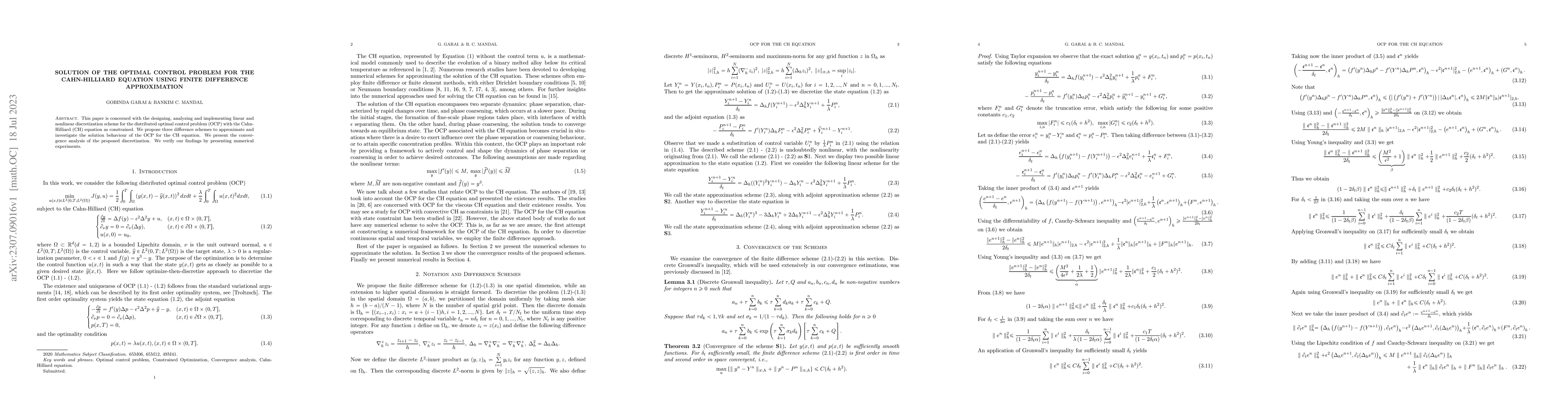 Thumbnail for Solution of the Optimal Control Problem for the Cahn-Hilliard Equation
  Using Finite Difference Approximation