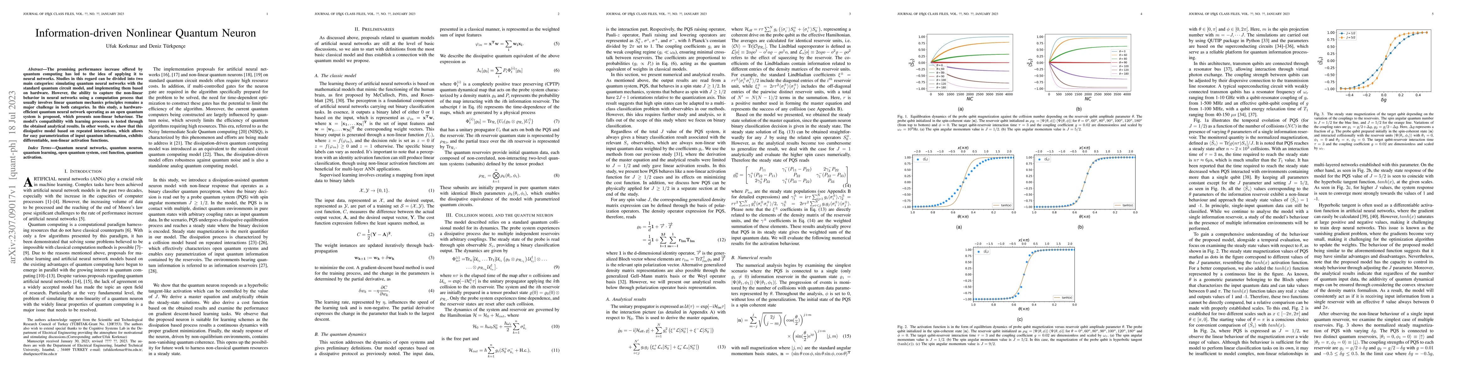 Thumbnail for Information-driven Nonlinear Quantum Neuron