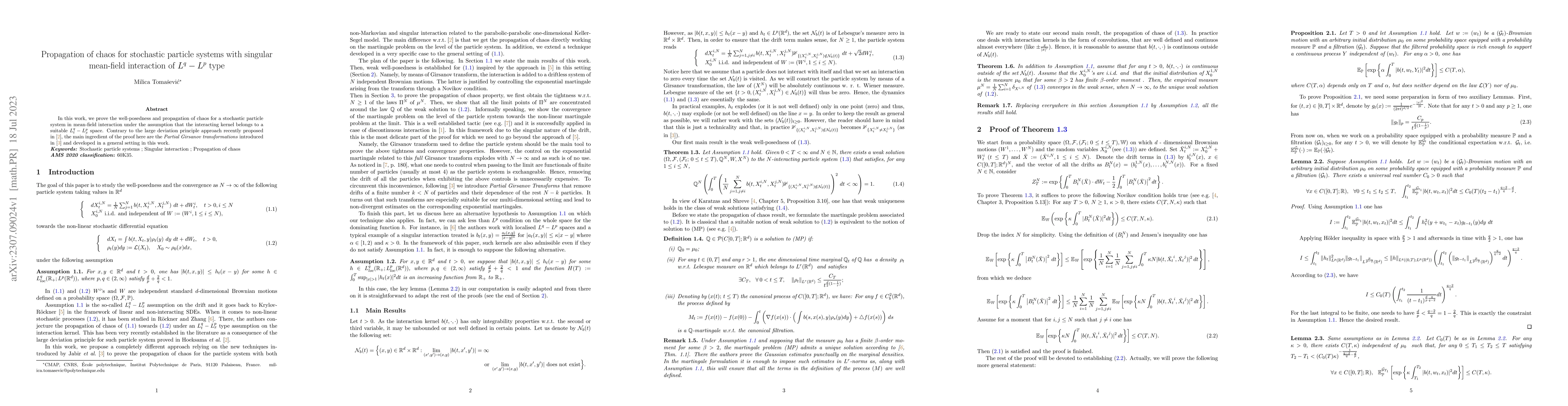 Thumbnail for Propagation of chaos for stochastic particle systems with singular
  mean-field interaction of $L^q-L^p$ type
