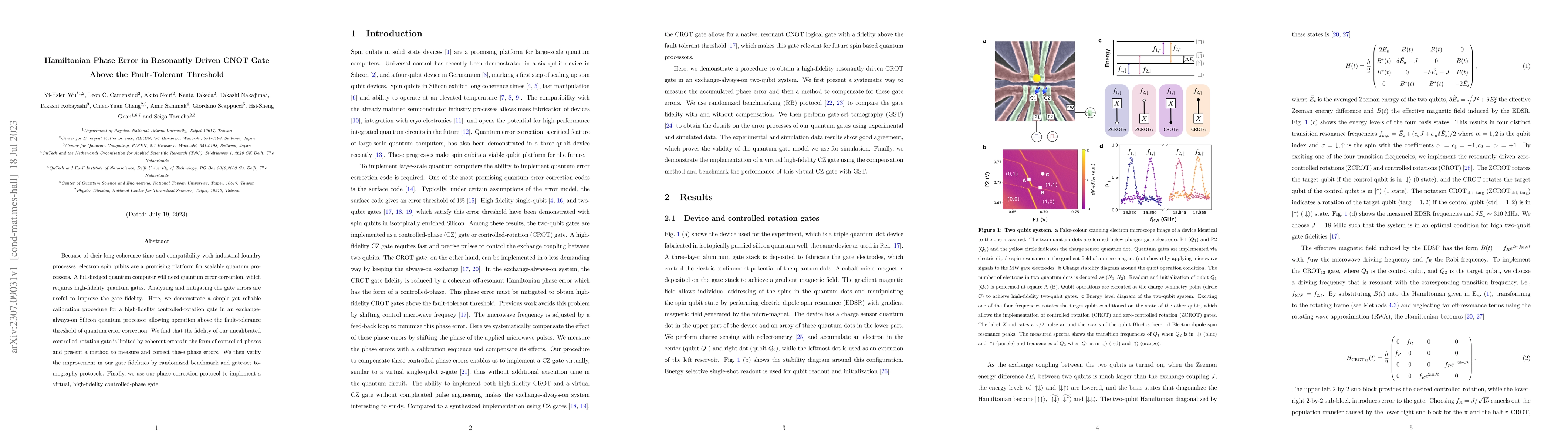 Thumbnail for Hamiltonian Phase Error in Resonantly Driven CNOT Gate Above the
  Fault-Tolerant Threshold
