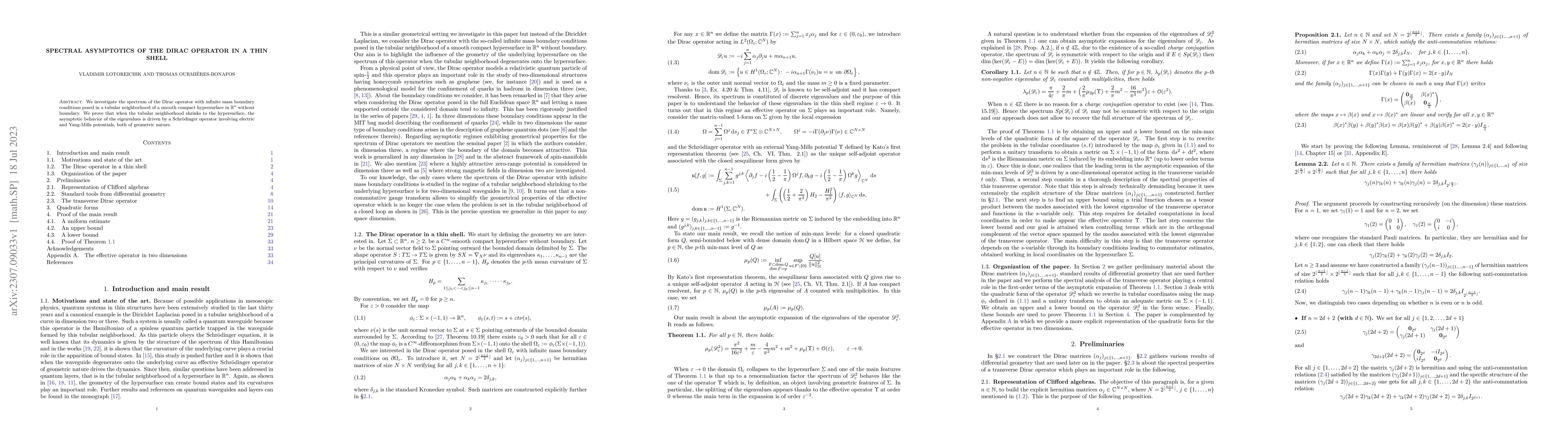 Thumbnail for Spectral asymptotics of the Dirac operator in a thin shell