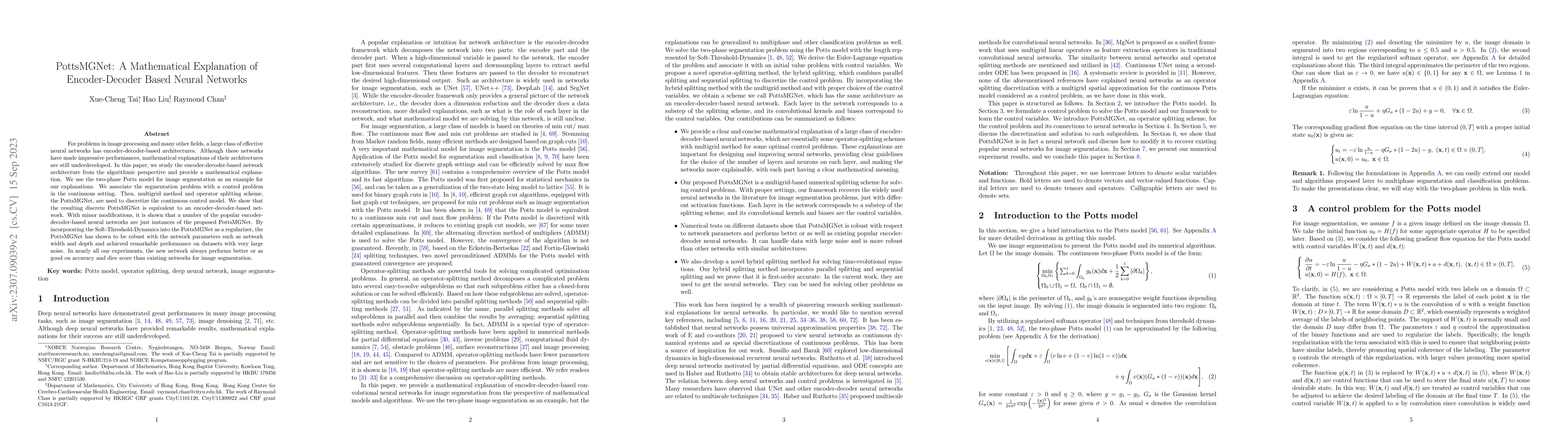 Thumbnail for PottsMGNet: A Mathematical Explanation of Encoder-Decoder Based Neural
  Networks