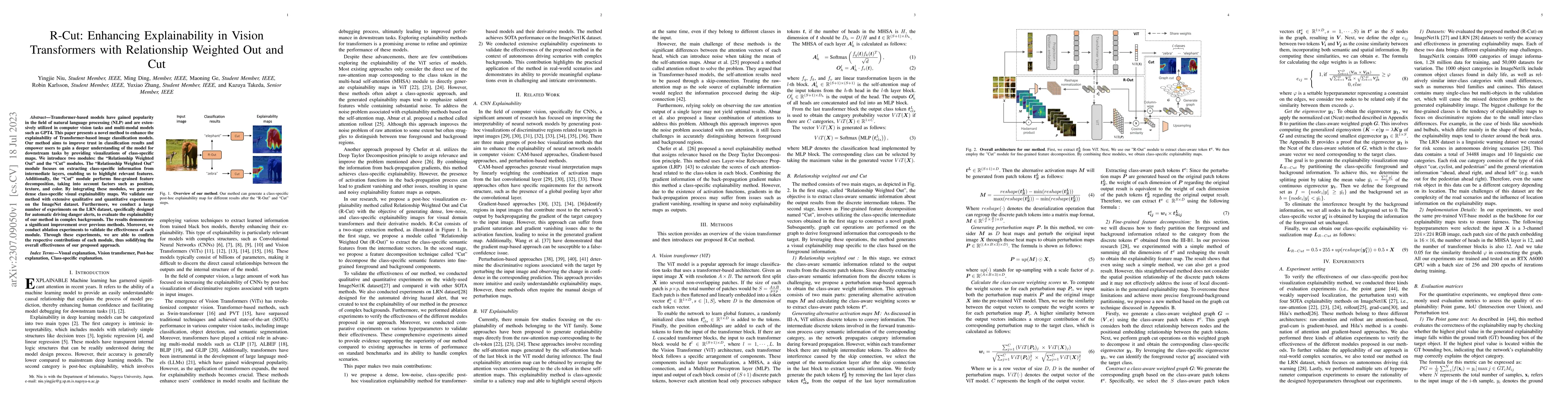 Thumbnail for R-Cut: Enhancing Explainability in Vision Transformers with Relationship
  Weighted Out and Cut