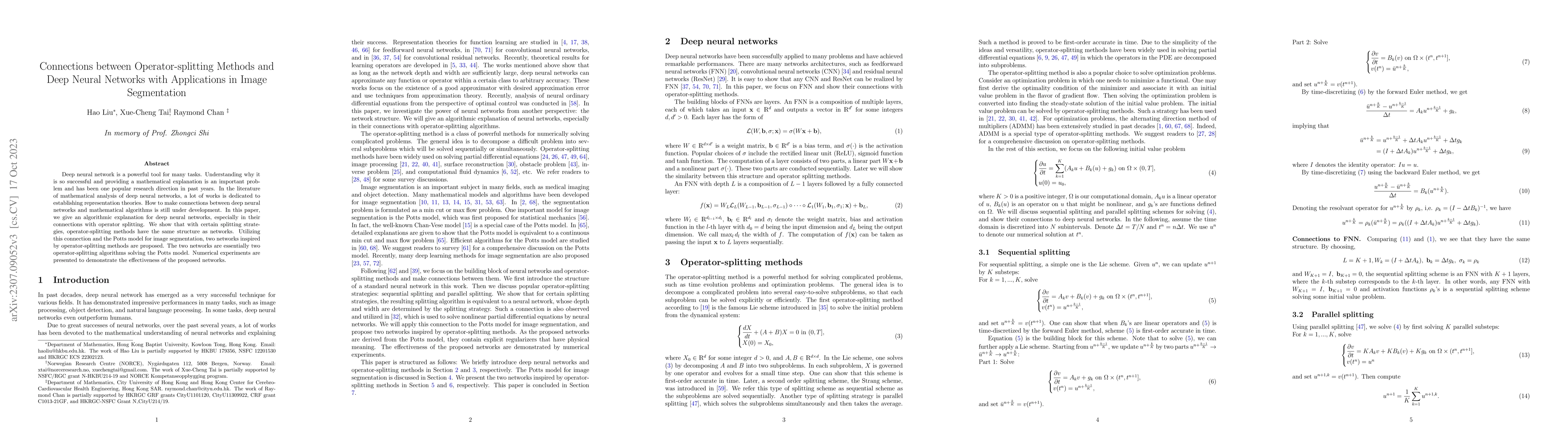 Thumbnail for Connections between Operator-splitting Methods and Deep Neural Networks
  with Applications in Image Segmentation
