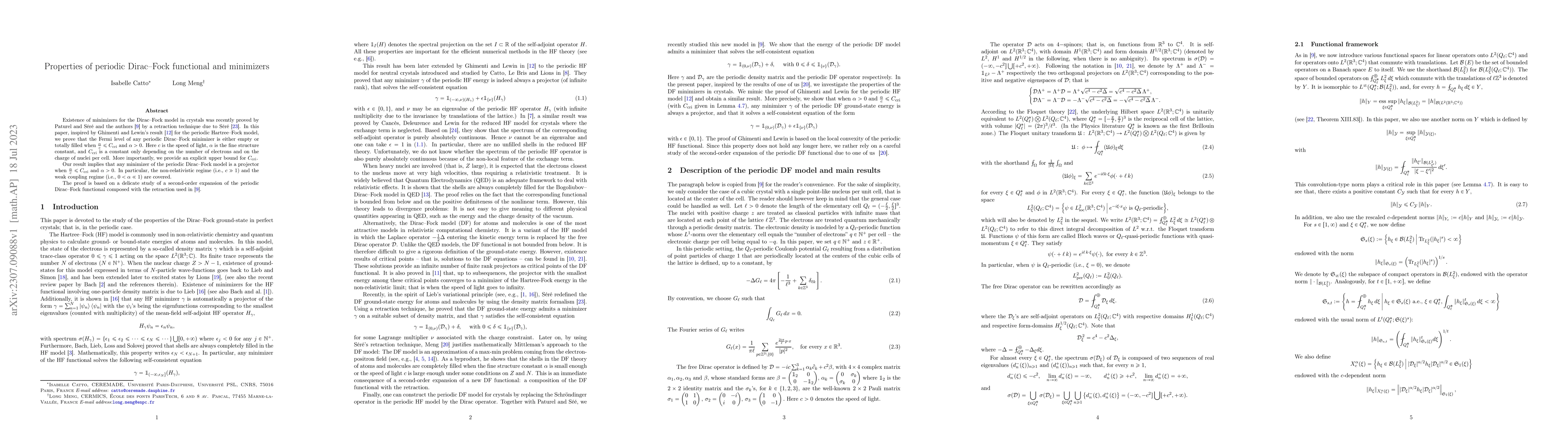 Thumbnail for Properties of periodic Dirac--Fock functional and minimizers