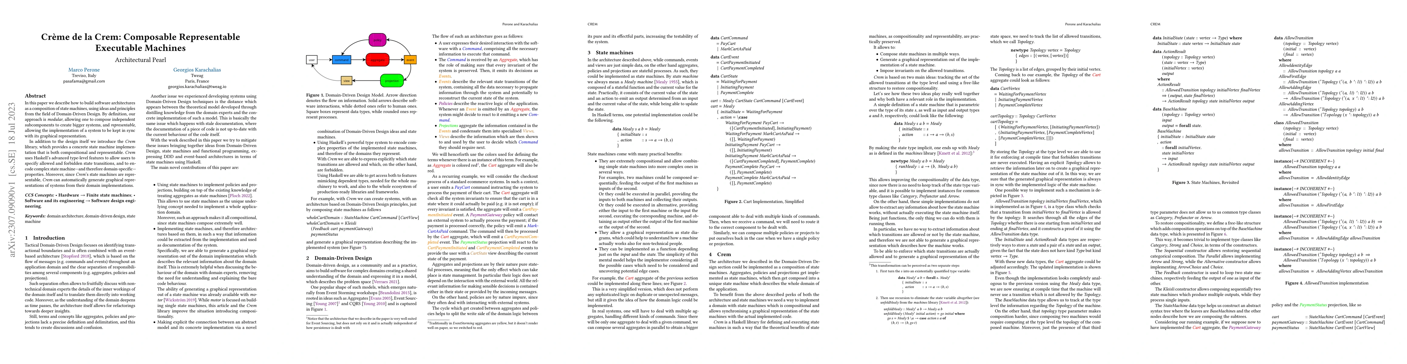 Thumbnail for Cr\`eme de la Crem: Composable Representable Executable Machines
  (Architectural Pearl)