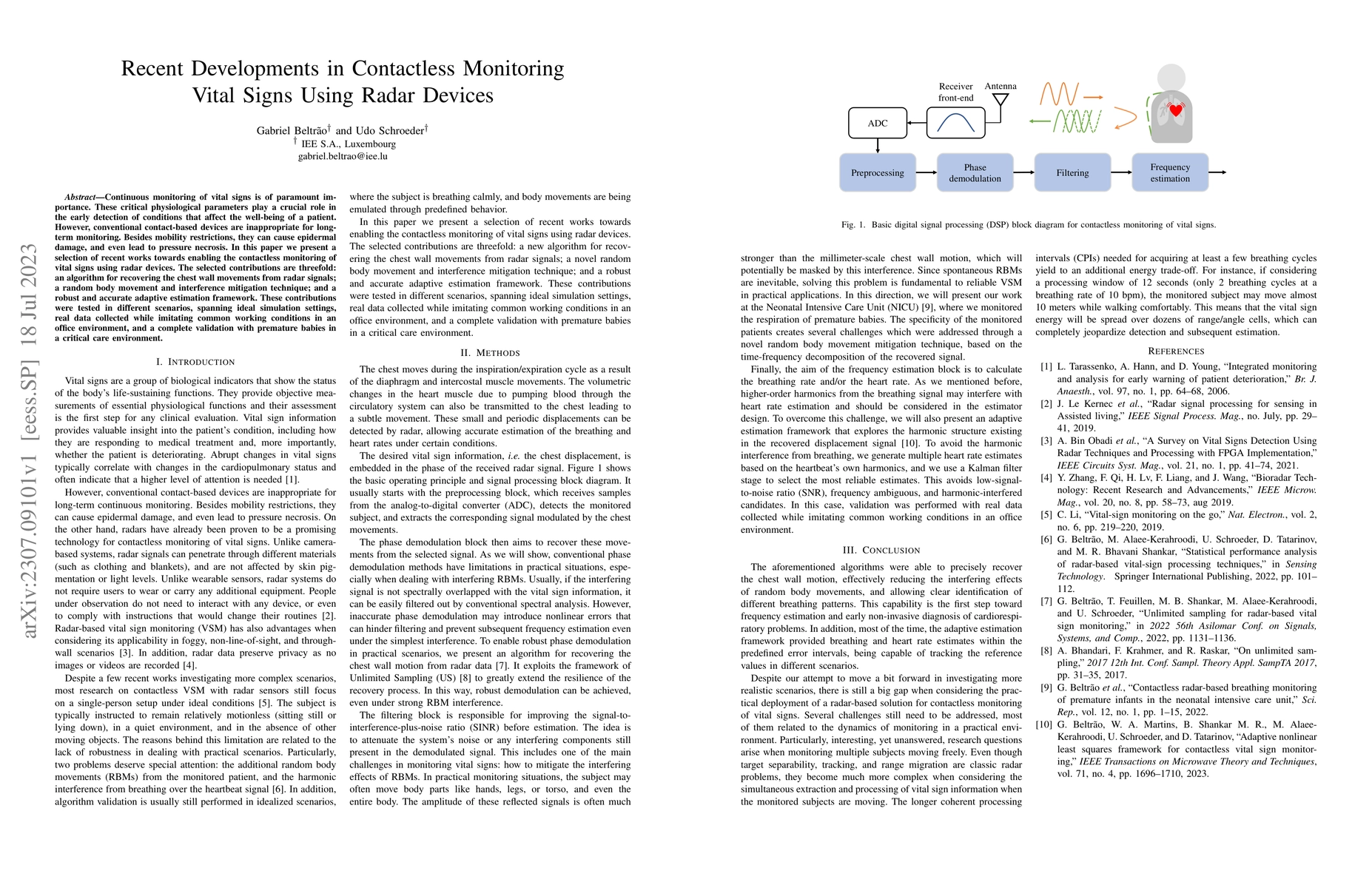 Thumbnail for Recent Developments in Contactless Monitoring Vital Signs Using Radar
  Devices