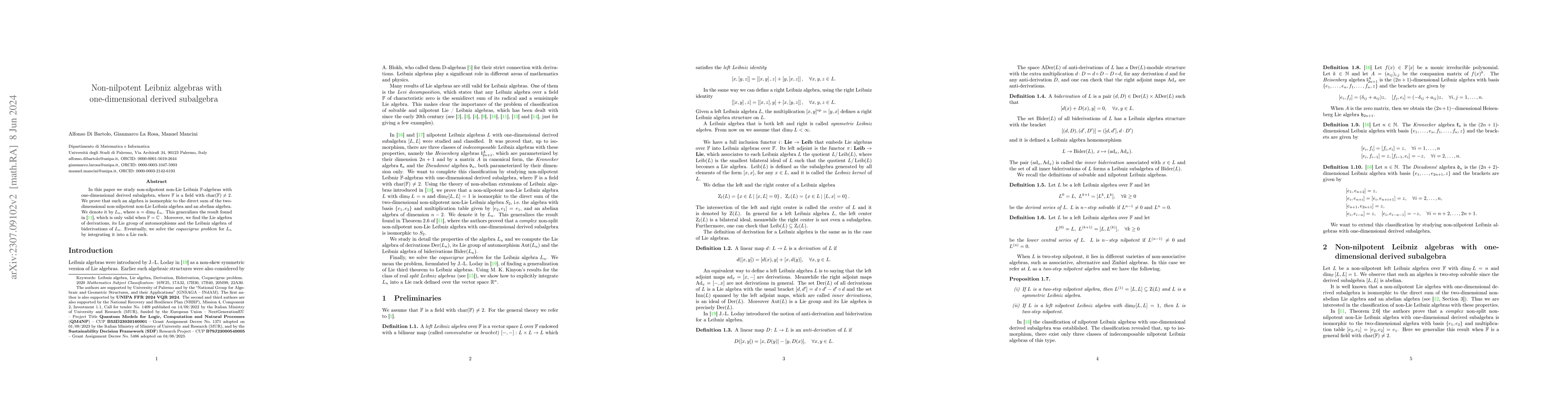 Thumbnail for Non-nilpotent Leibniz algebras with one-dimensional derived subalgebra