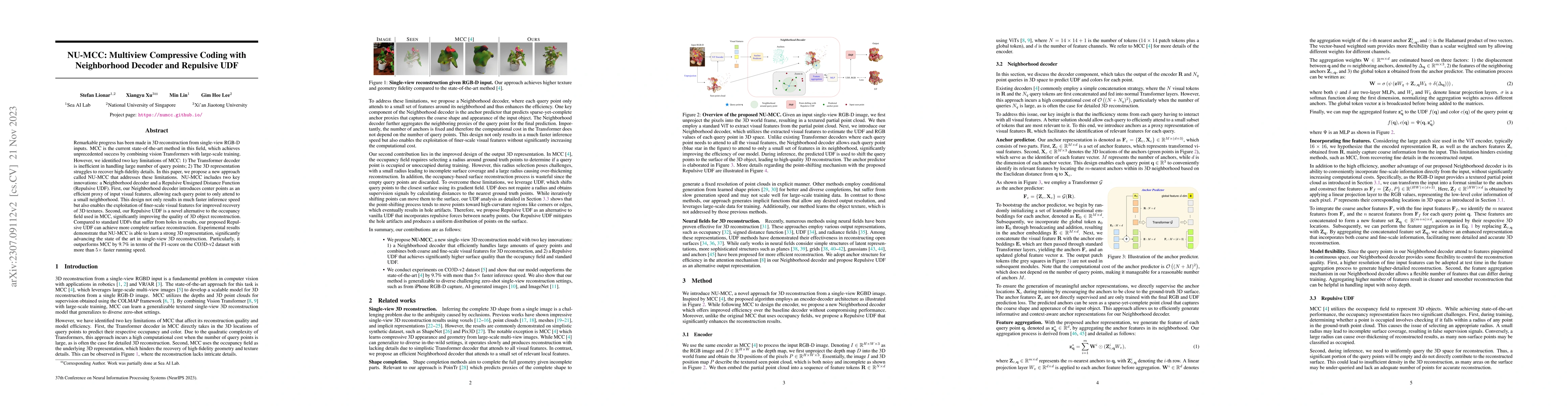 Thumbnail for NU-MCC: Multiview Compressive Coding with Neighborhood Decoder and
  Repulsive UDF
