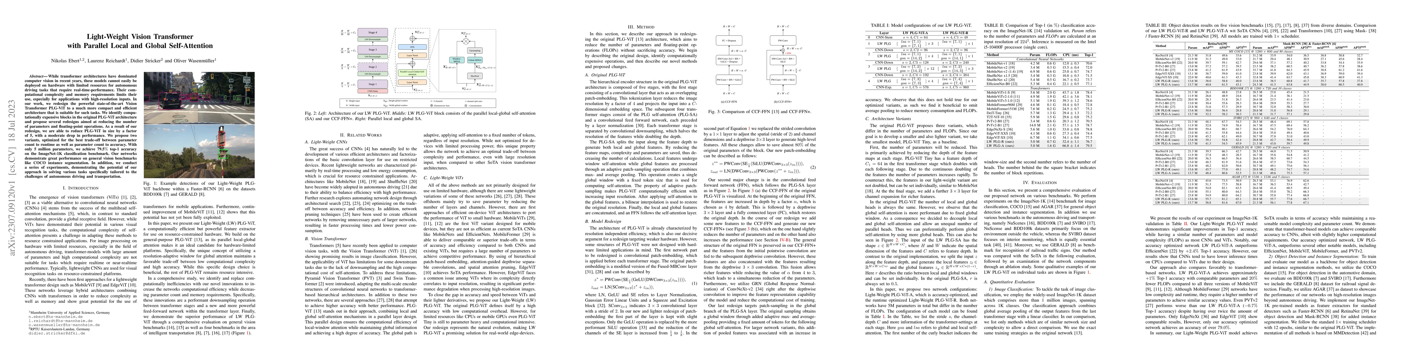 Thumbnail for Light-Weight Vision Transformer with Parallel Local and Global
  Self-Attention