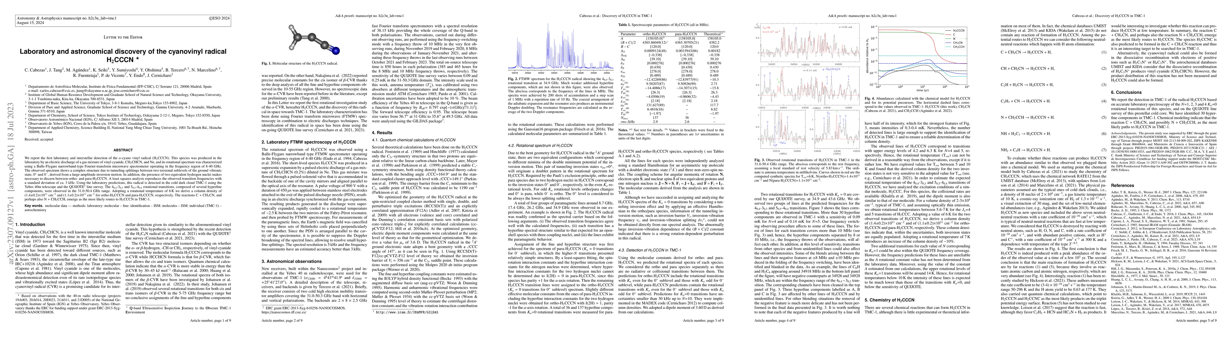 Thumbnail for Laboratory and astronomical discovery of the cyanovinyl radical H2CCCN