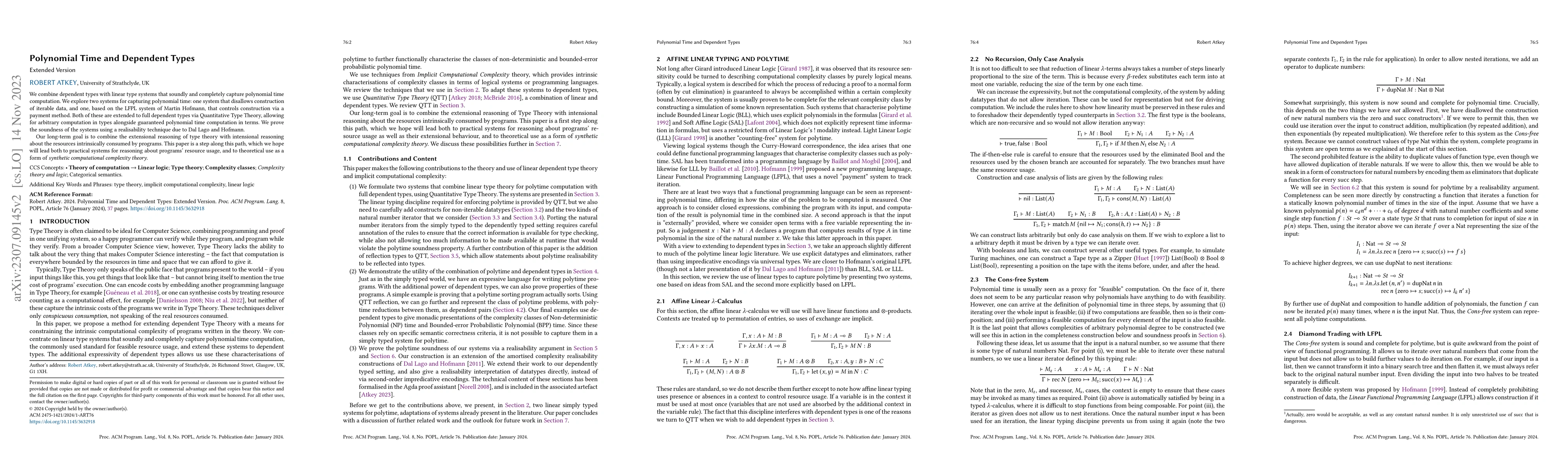 Thumbnail for Polynomial Time and Dependent Types