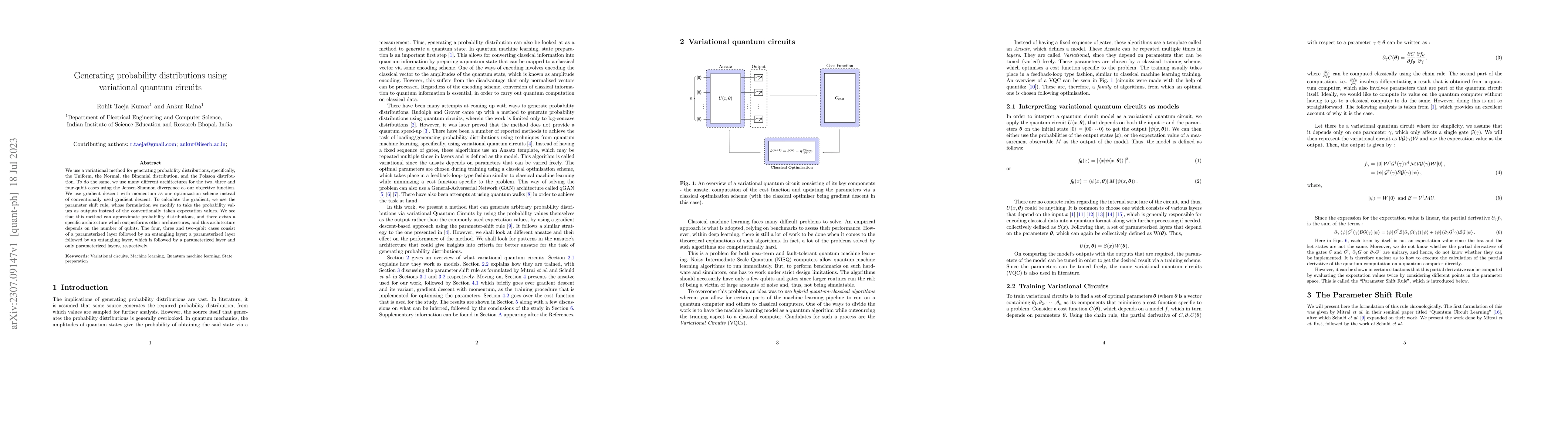 Thumbnail for Generating probability distributions using variational quantum circuits