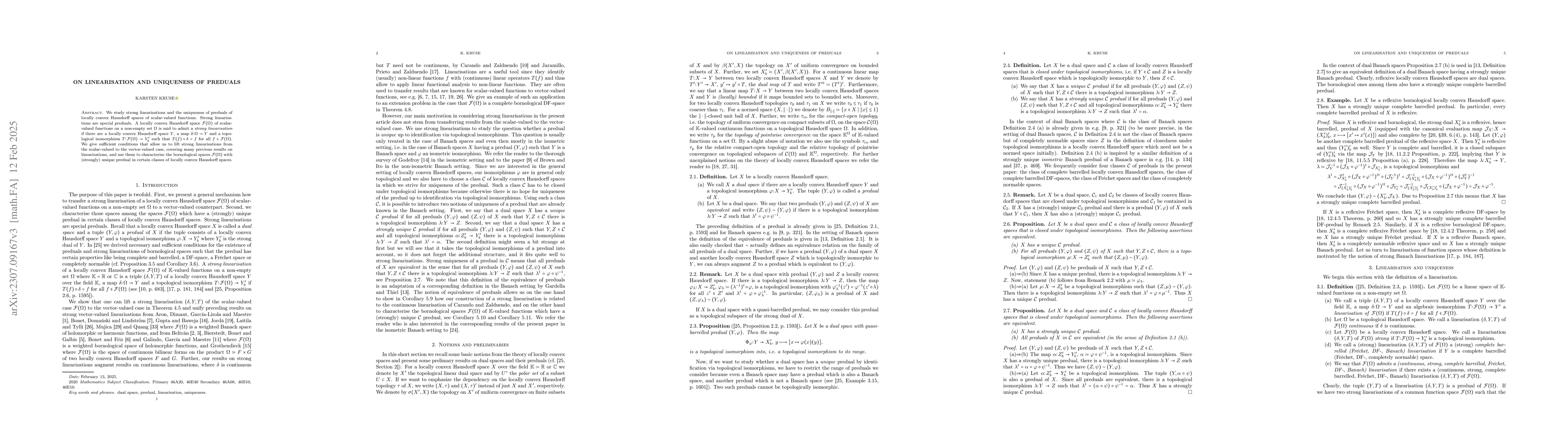 Thumbnail for On linearisation and uniqueness of preduals