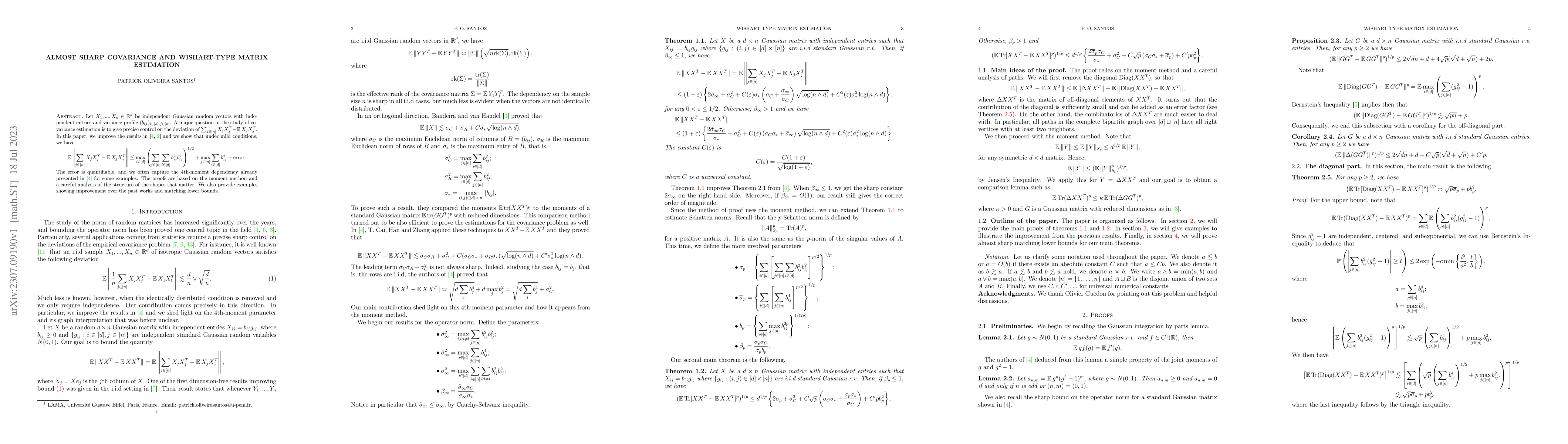 Thumbnail for Almost sharp covariance and Wishart-type matrix estimation