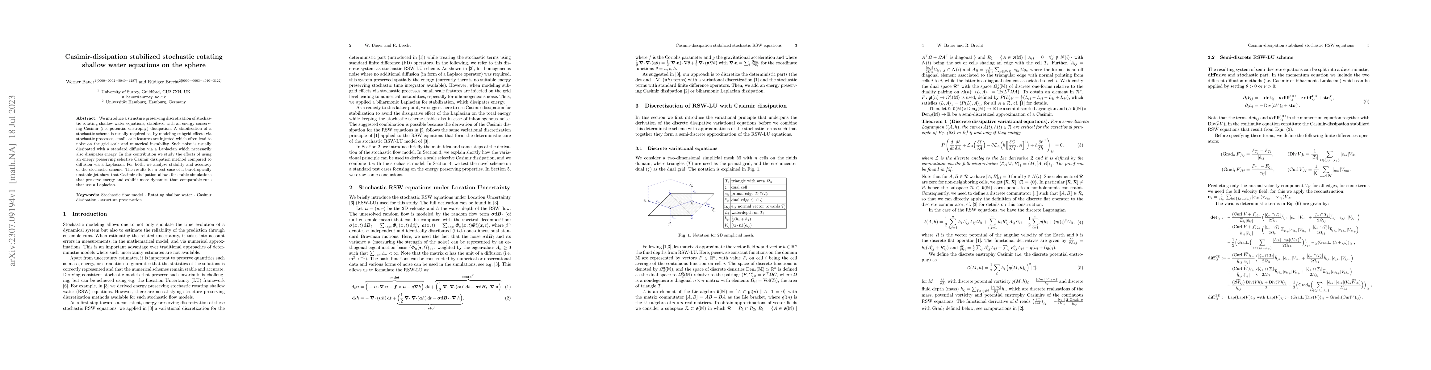 Thumbnail for Casimir-dissipation stabilized stochastic rotating shallow water
  equations on the sphere