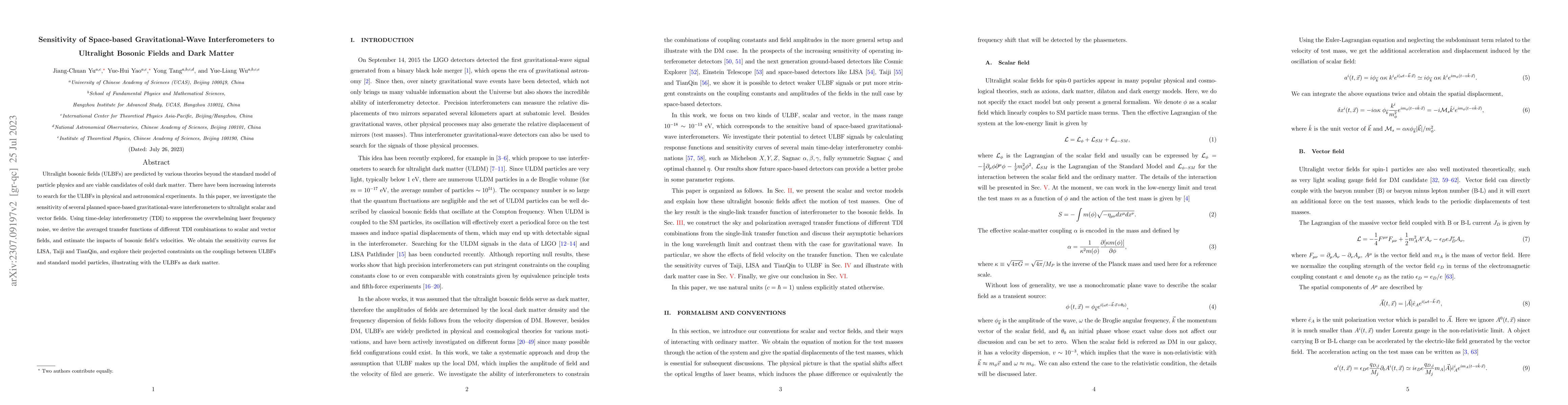 Thumbnail for Sensitivity of Space-based Gravitational-Wave Interferometers to
  Ultralight Bosonic Fields and Dark Matter