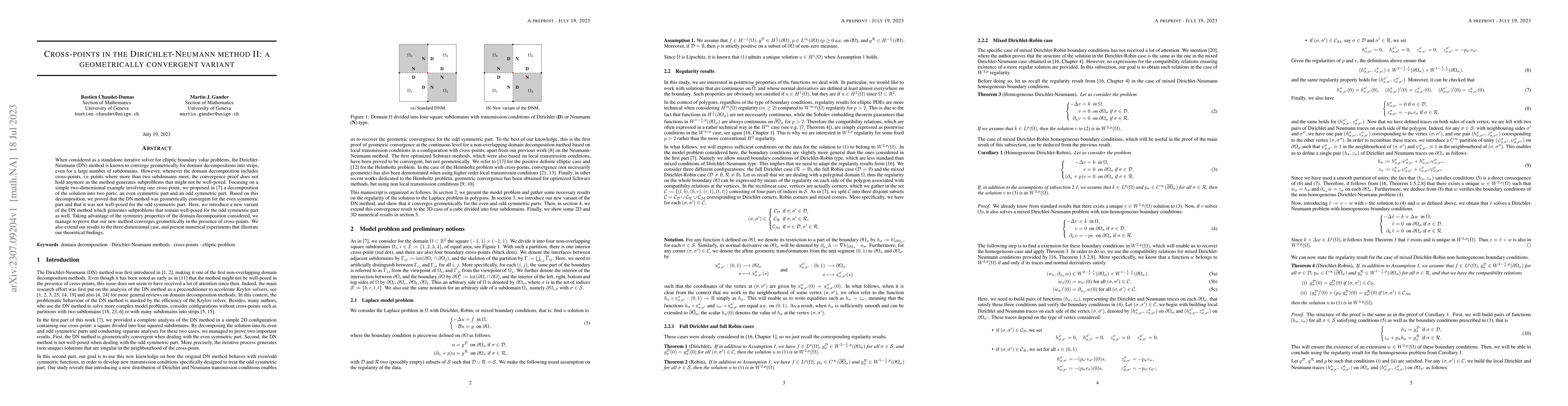 Thumbnail for Cross-points in the Dirichlet-Neumann method II: a geometrically
  convergent variant