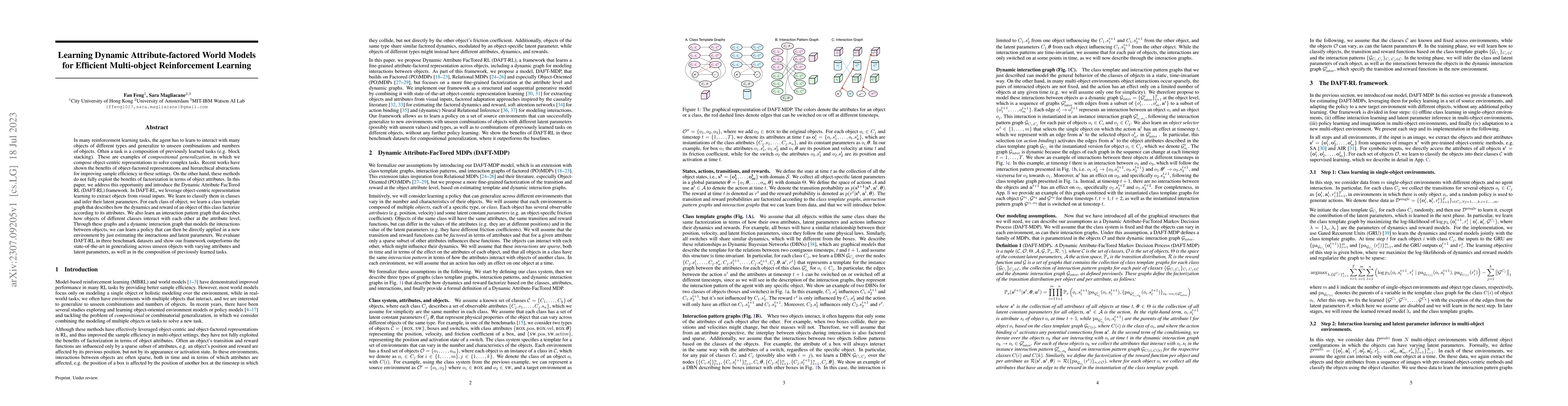 Thumbnail for Learning Dynamic Attribute-factored World Models for Efficient
  Multi-object Reinforcement Learning