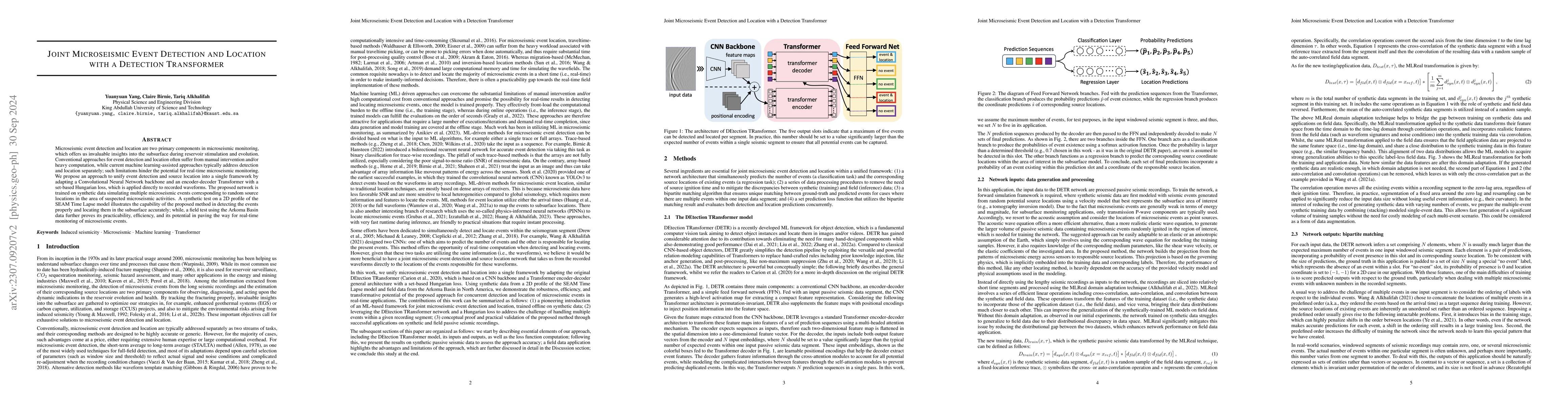 Thumbnail for Joint Microseismic Event Detection and Location with a Detection
  Transformer