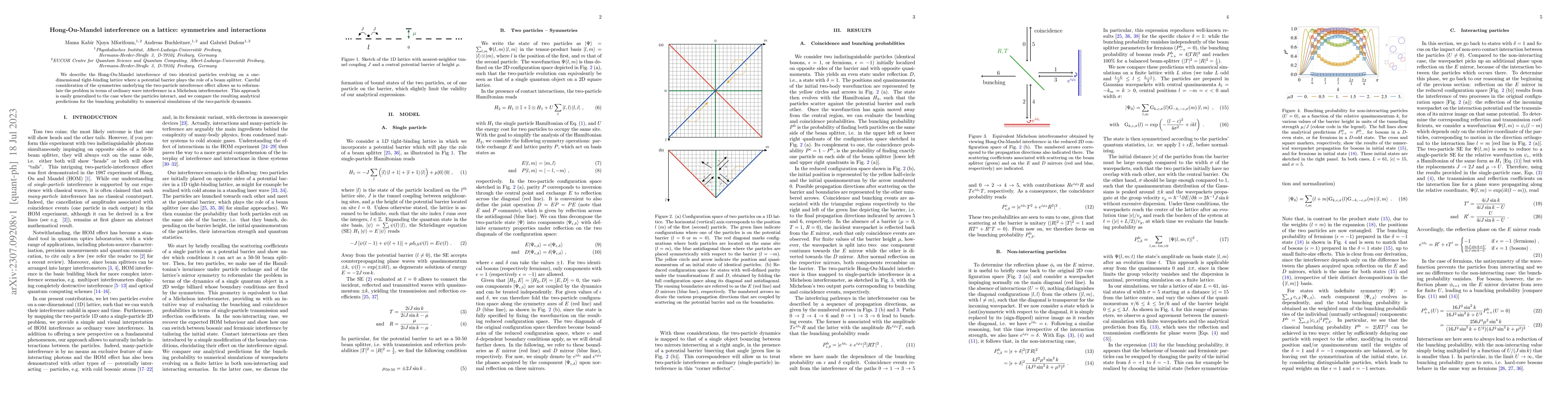 Thumbnail for Hong-Ou-Mandel interference on a lattice: symmetries and interactions