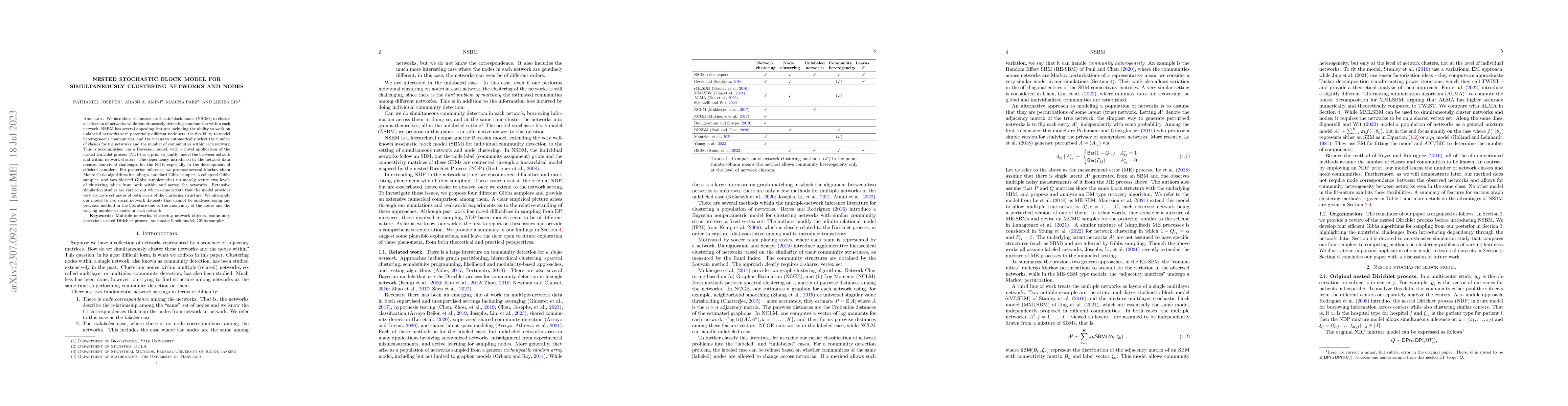 Thumbnail for Nested stochastic block model for simultaneously clustering networks and
  nodes