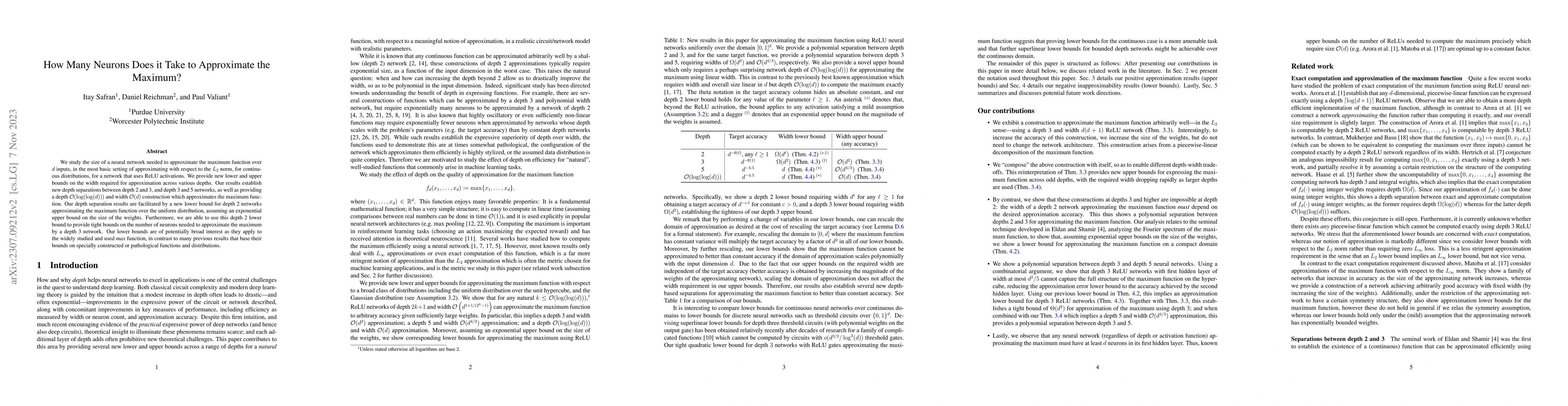 Thumbnail for How Many Neurons Does it Take to Approximate the Maximum?