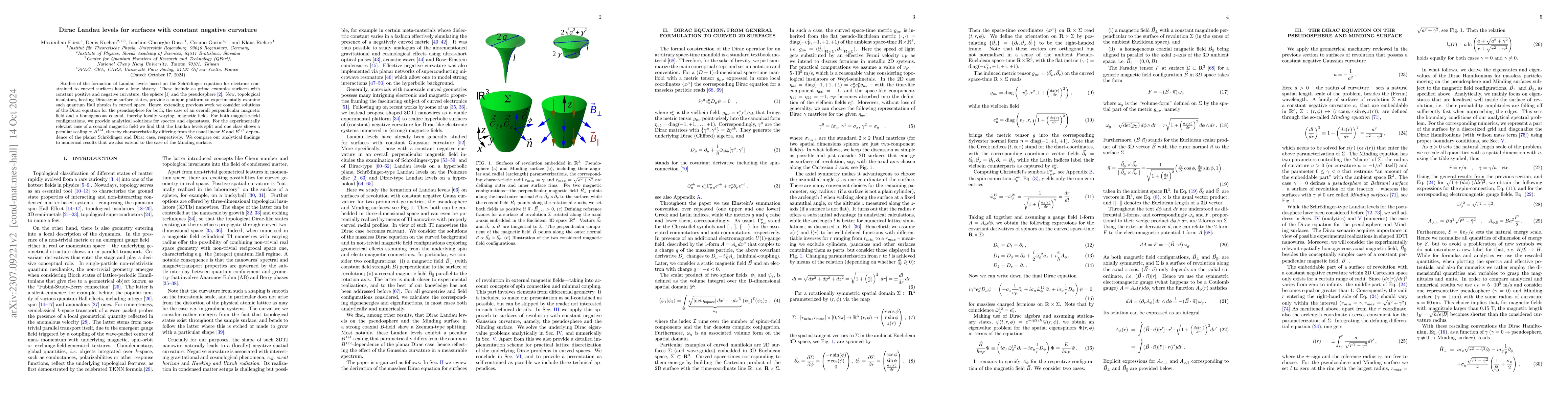 Thumbnail for Dirac Landau levels for surfaces with constant negative curvature
