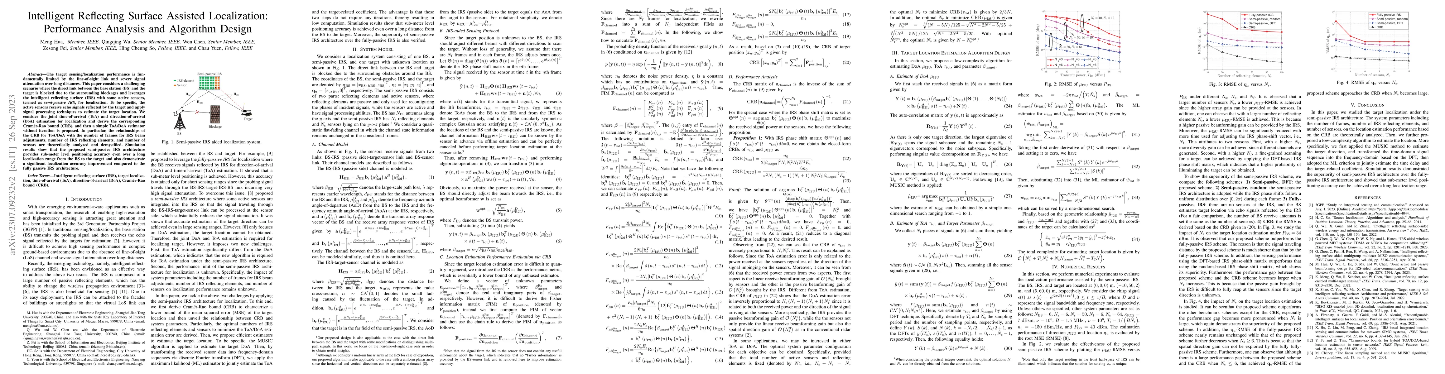 Thumbnail for Intelligent Reflecting Surface Assisted Localization: Performance
  Analysis and Algorithm Design