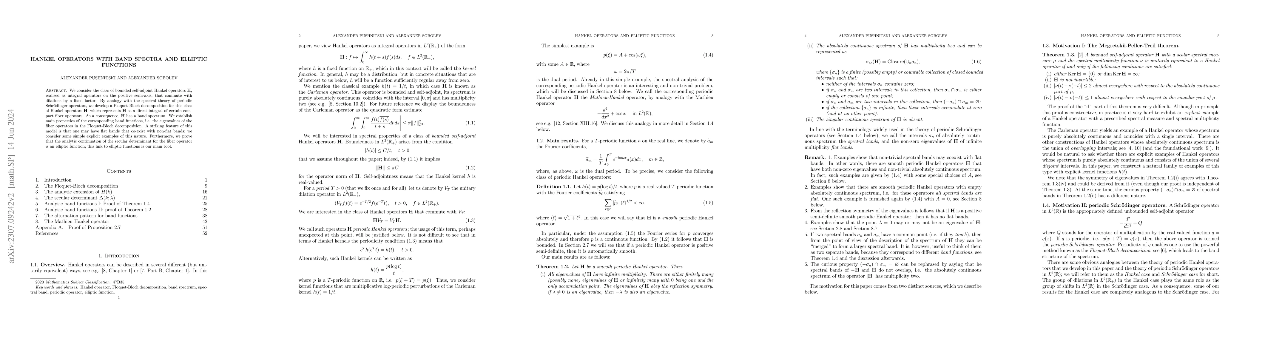 Thumbnail for Hankel operators with band spectra and elliptic functions