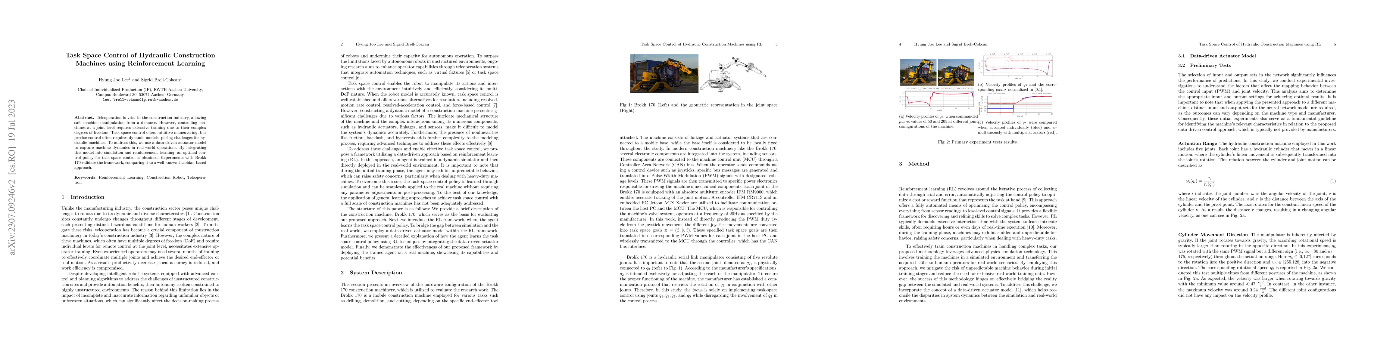 Thumbnail for Task Space Control of Hydraulic Construction Machines using
  Reinforcement Learning