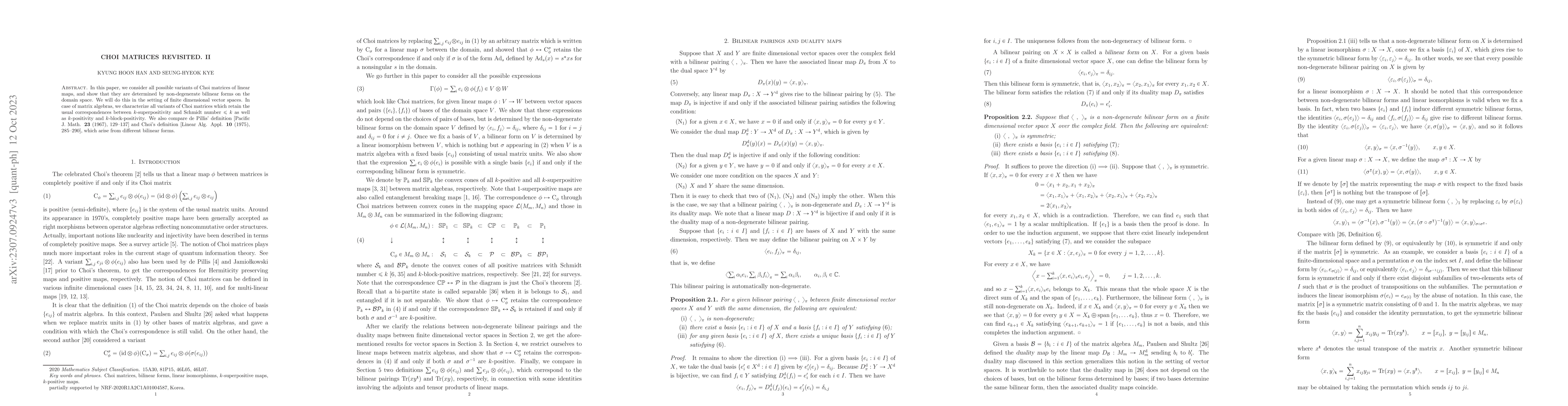 Thumbnail for Choi matrices revisited. II