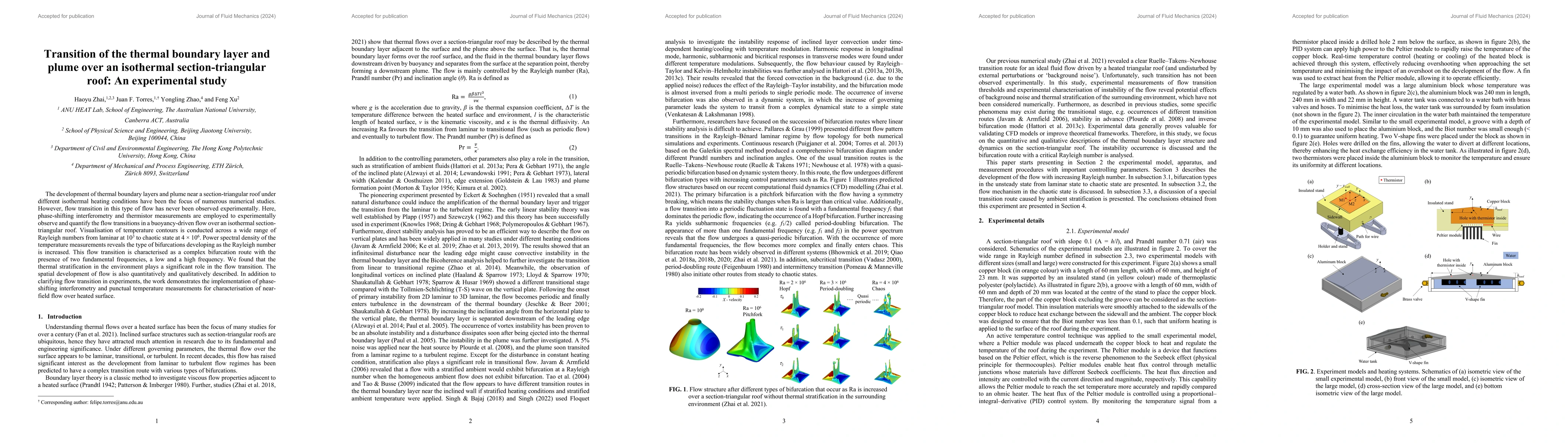 Thumbnail for Transition of the thermal boundary layer and plume over an isothermal
  section-triangular roof: An experimental study