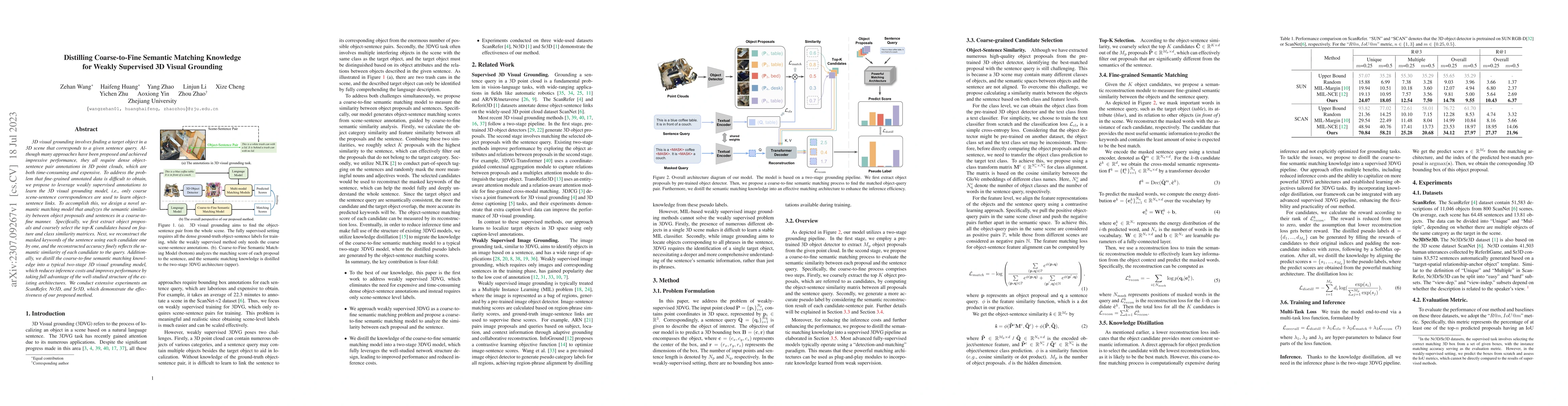 Thumbnail for Distilling Coarse-to-Fine Semantic Matching Knowledge for Weakly
  Supervised 3D Visual Grounding