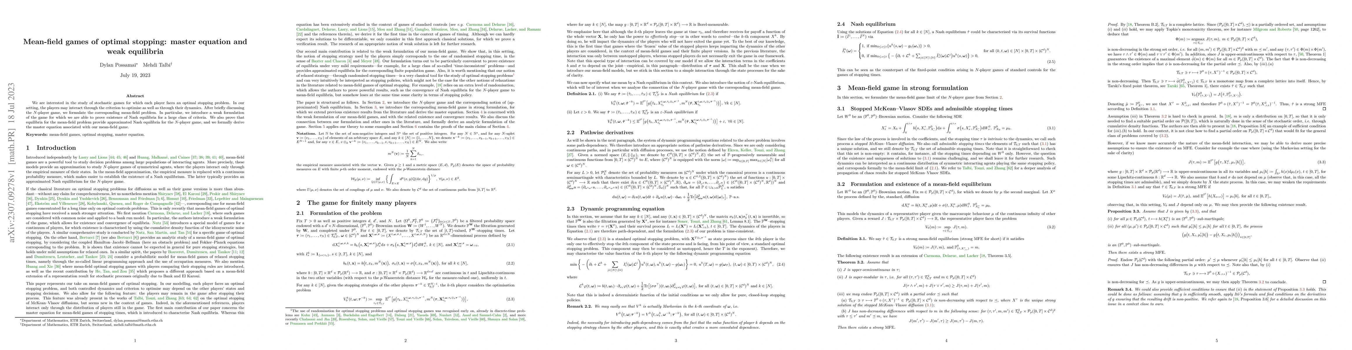 Thumbnail for Mean-field games of optimal stopping: master equation and weak
  equilibria