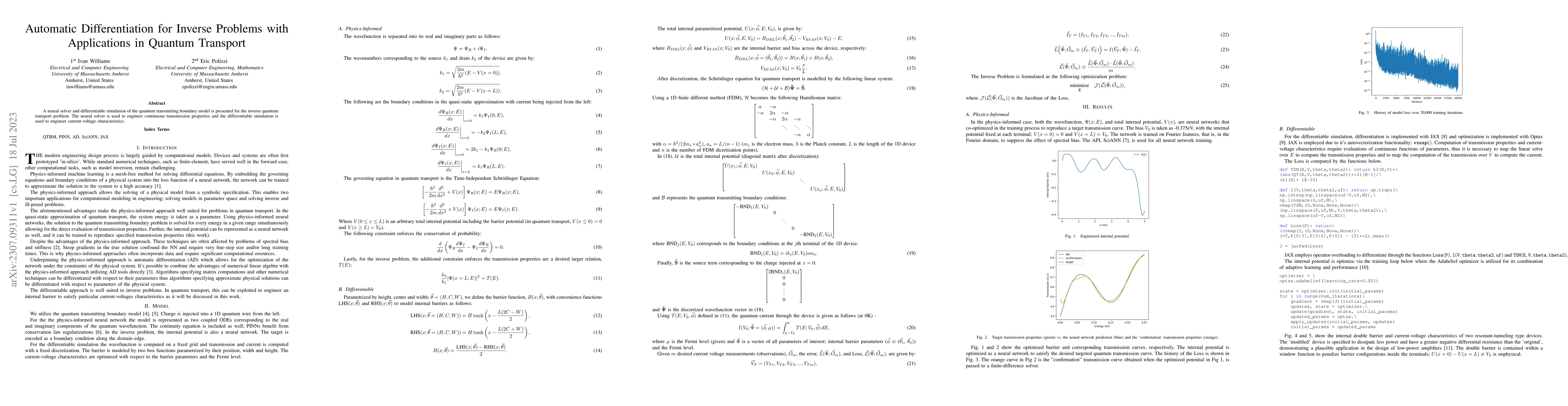 Thumbnail for Automatic Differentiation for Inverse Problems with Applications in
  Quantum Transport