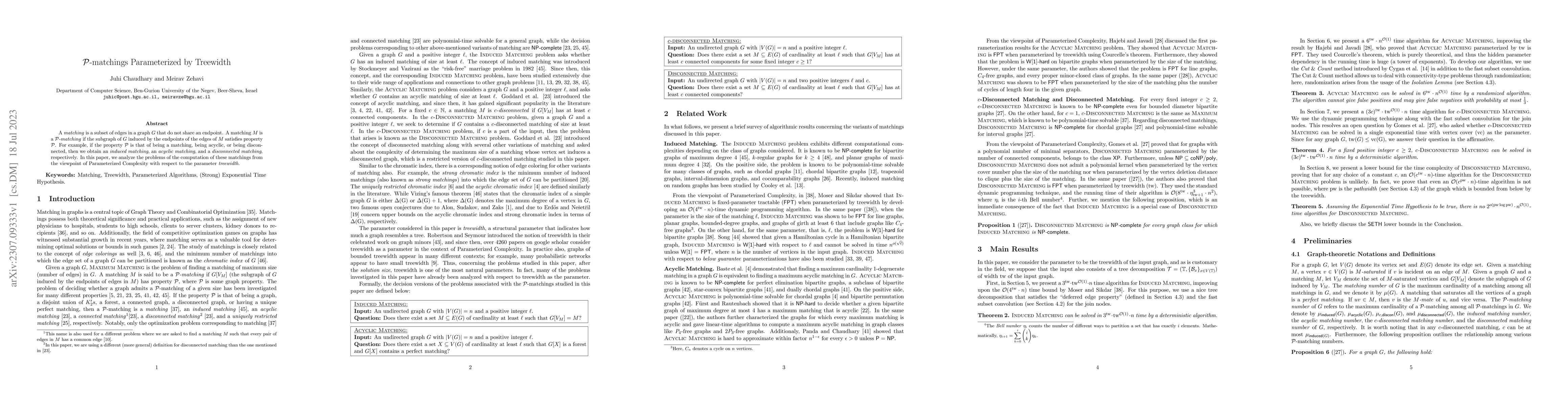 Thumbnail for $\mathcal{P}$-matchings Parameterized by Treewidth