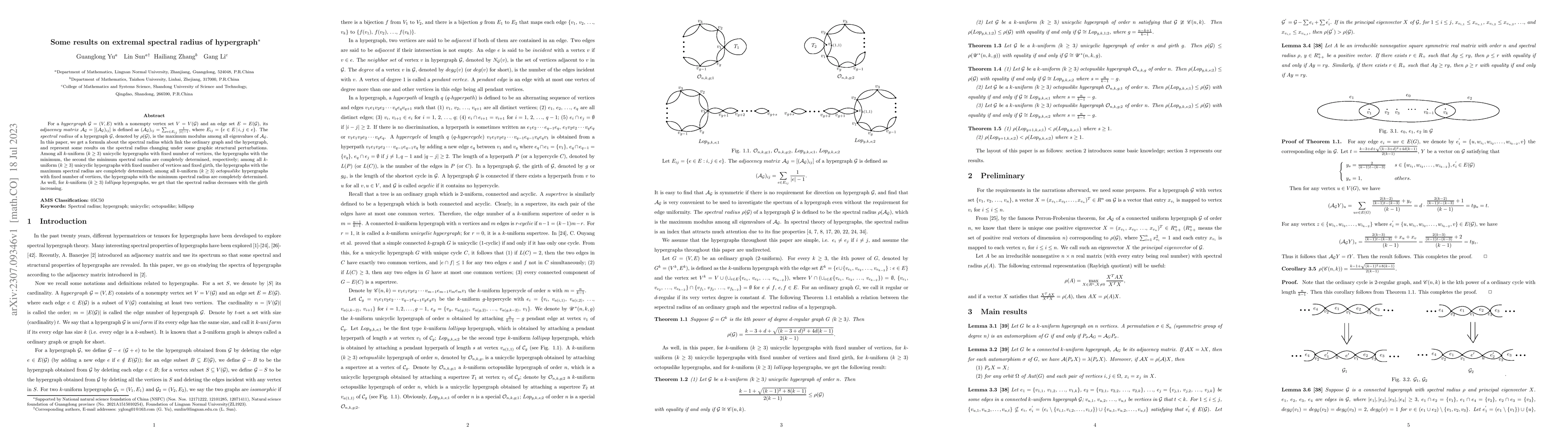 Thumbnail for Some results on extremal spectral radius of hypergraph